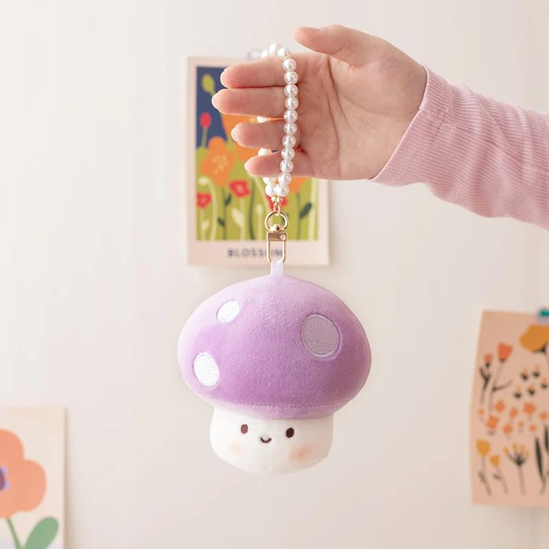 Cartoon Cute Stuffed Colorful Anime 10cm mushroom Plush Toy  Mushroom Doll Keychain  Creative Gift