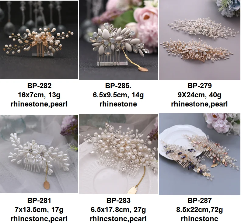 Handmade elegant wedding hair accessories bridal hair comb made by pearls and crystals BP-13