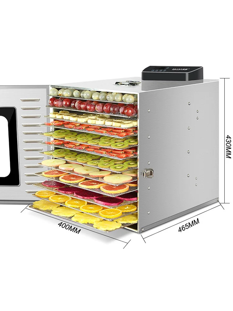 Stainless Steel Food Dehydrated Machine Dry Fruit Vegetable With 12 Trays