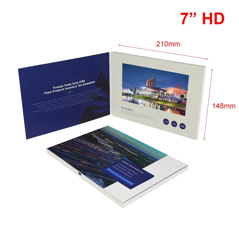 Custom 4.3 5 7 10 Inch LCD TFT Screen Video Brochure Catalog for Greeting Gift Invitation Business Card Marketing