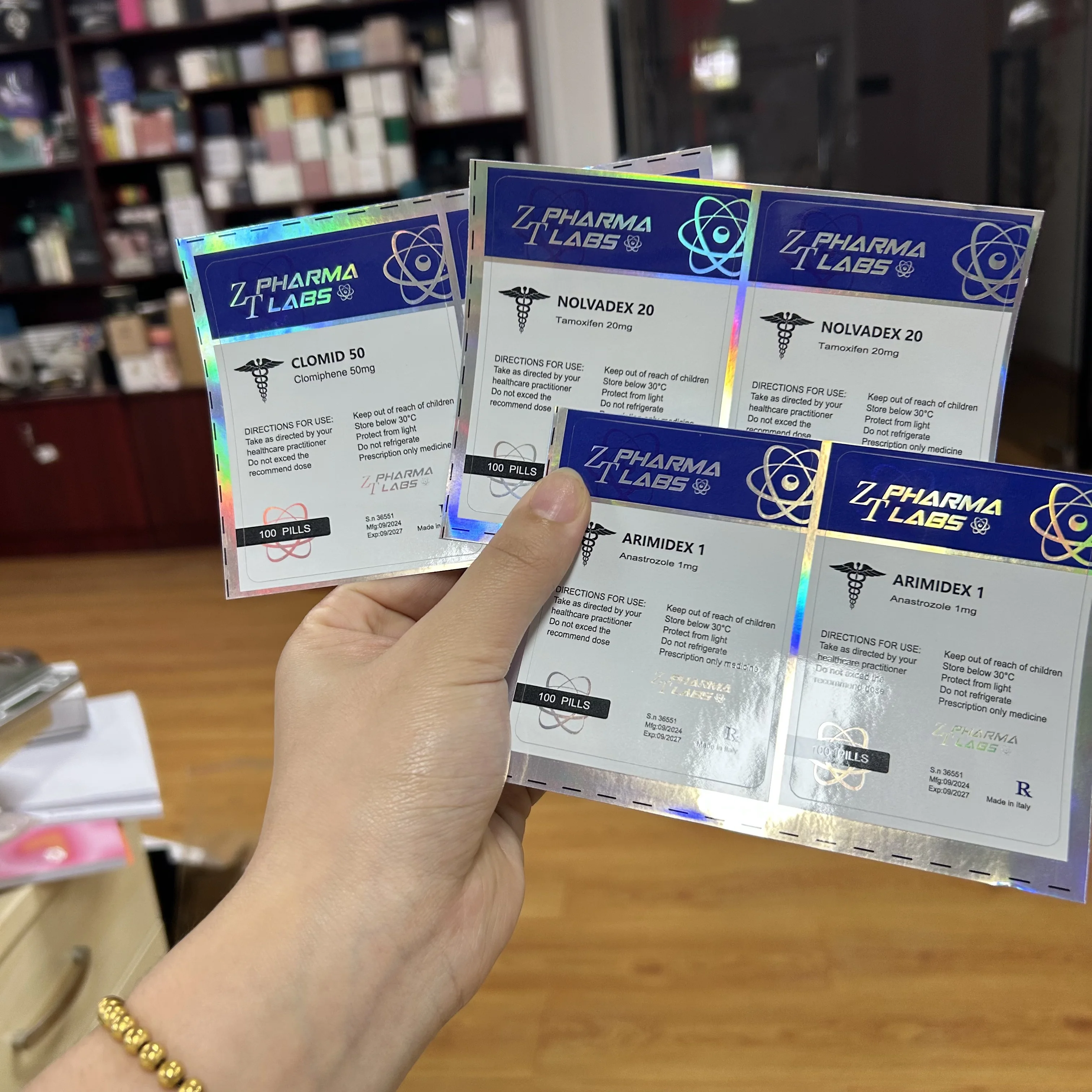 Zip Lock hologram tablet pill label sticker Mylar bag pouch for packaging