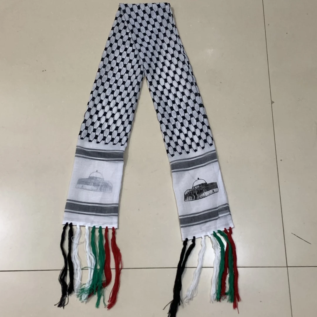 Palestine Flag Custom Scarf National Day 14*116cm Scarf Jacquard Soft Palestinian Flag Hijab For Muslim Shemagh Keffiyeh