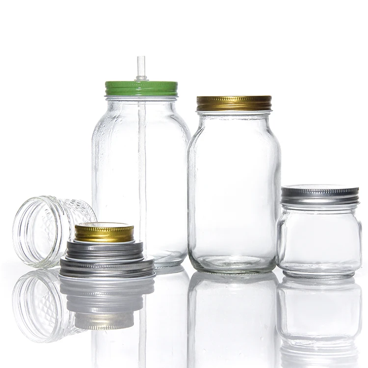 Free Sample 8Oz 16Oz 4Oz 5Oz 24Oz 32Oz Restaurant Bar Kitchen Sprouting Square Wide Mouth Glass Mason Canning Jar With Lid And B