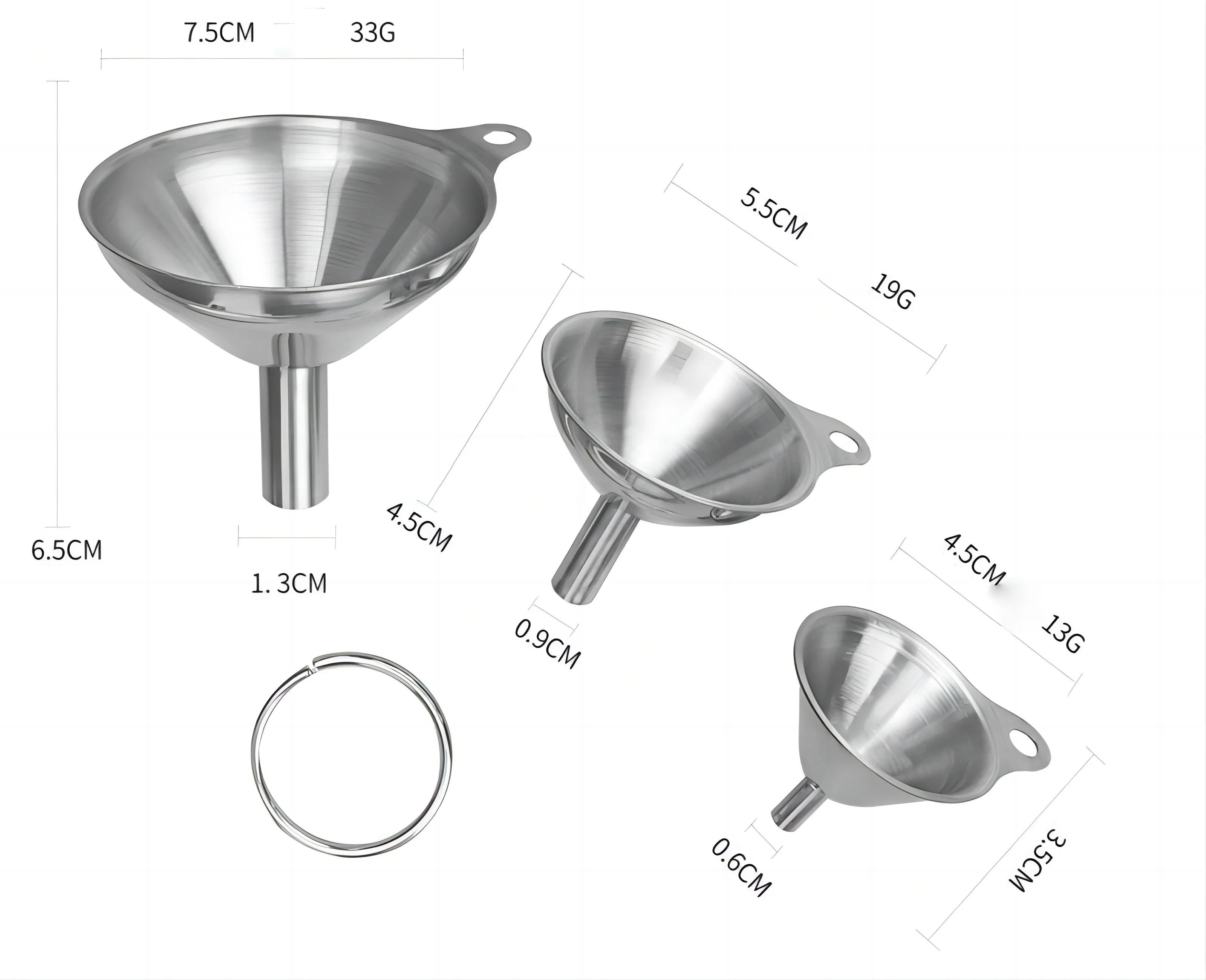 Kitchen Restaurant Available Stainless Steel 304 Multifunctional Household Kitchen Oil Water Spice Wine Bottle Funnel