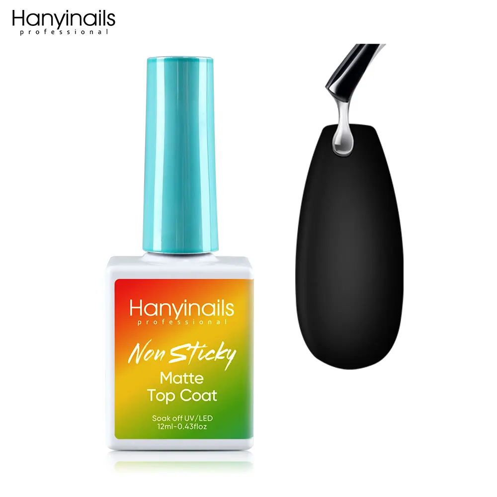 Hanyinails Anti Powder Adhesion Matte Top Coat No Yellow No White Perfect Velvet Matte Finish Non Sticky Powder Matte Top Coat