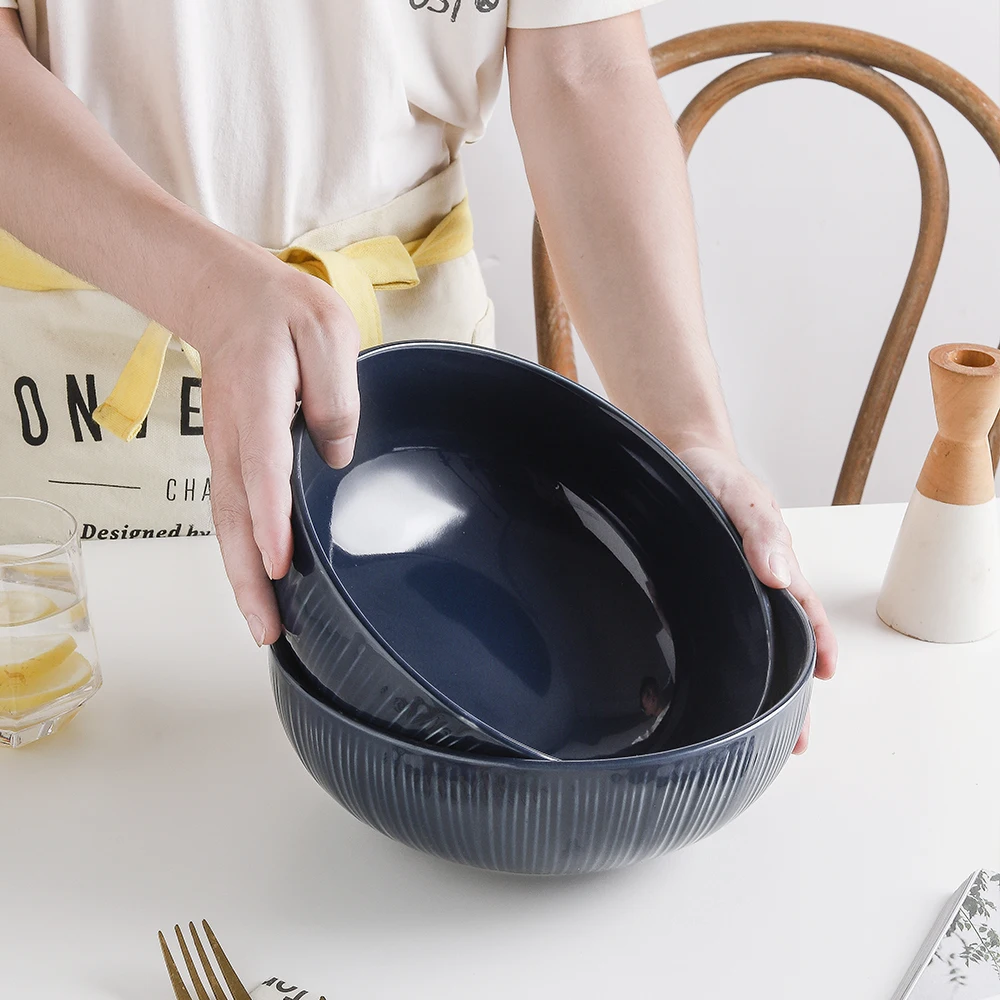 High Quality Ceramic Serving Bowls Ramen Bowl Salad Mixing Bowl In Microwave For Cooking