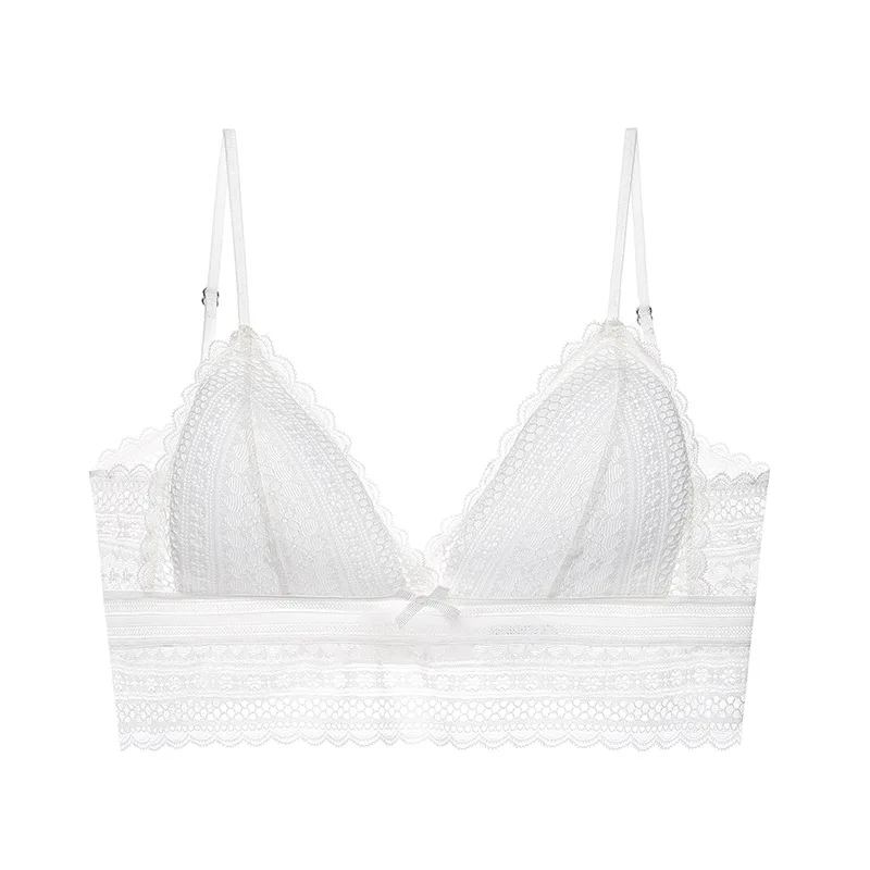 Lism Custom FrenchIintimates Beautiful Back Sexy Girl Bra Thin Lace Wireless Natural-Looking Push Breathable Solid Pattern