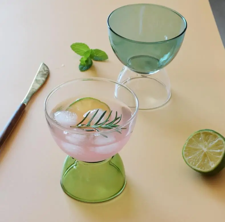 Tableware Fashion Simplicity Yogurt Milkshake Dessert Bowls Ice Cream Colored Glass Cup Fruit and Vegetable Salad Glass Bowl