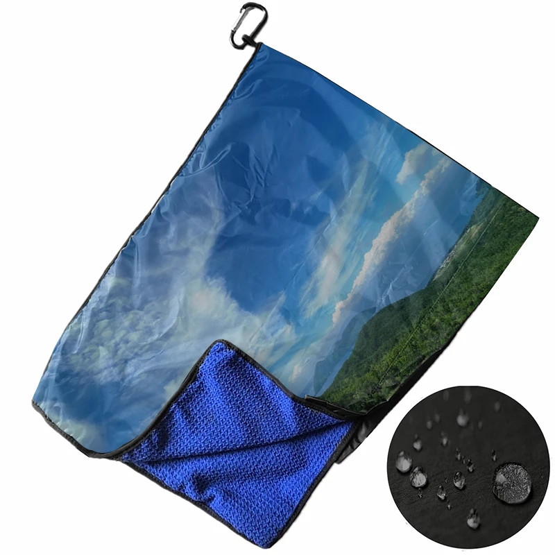 Outdoor Golf Cover Golf Waffle Towel with Photo Printing for Golf Bags Microfiber Raincover