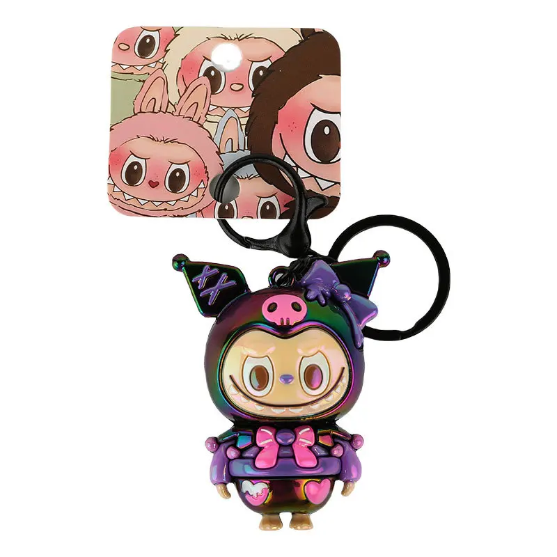 Fashion Cartoon Acrylic LABUBU Quicksand Keychain Doll Bag Pendant Car Keychain Pendant Promotion Keychain