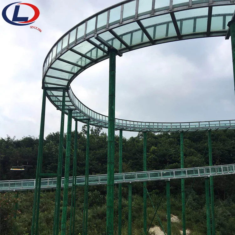 Customized Amusement Park Attraction Outdoor Large Long Glass Rafting Water Slide Roller Coaster