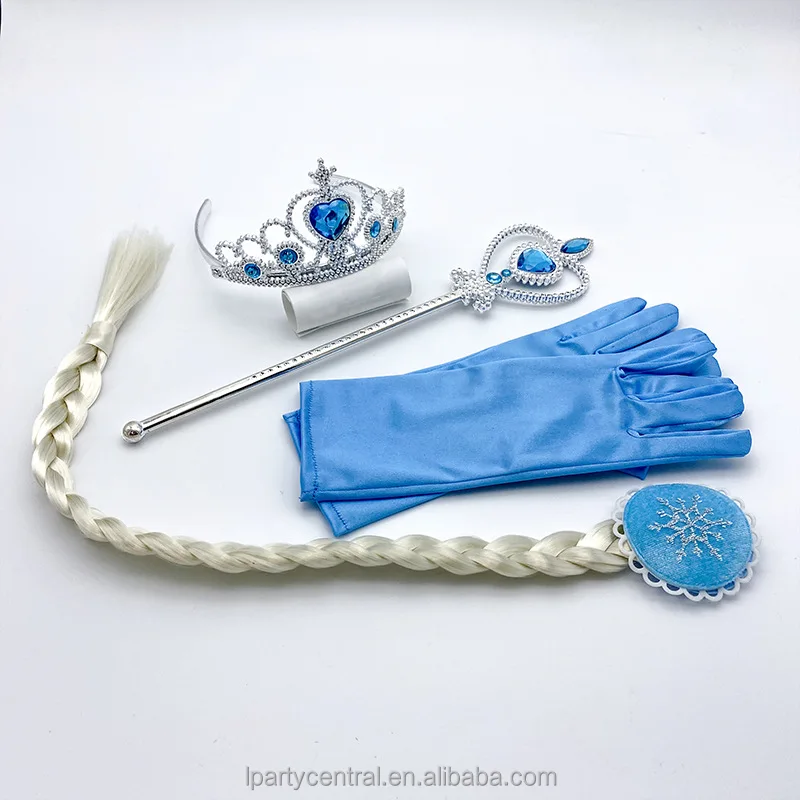 LP Princess Elsa Dress up Party Accessories  Jewelry Play Toy for Girls Party  Favors Set Elsa Crown  Tiara Gloves Wig and Wand