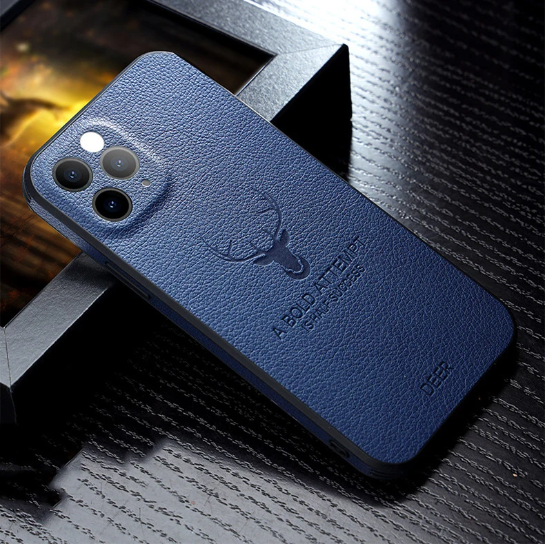 Shockproof case with Camera Lens Protection Deer Pattern Leather Back Cover Mobile Phone Case For iPhone 13 12 11 Pro Max