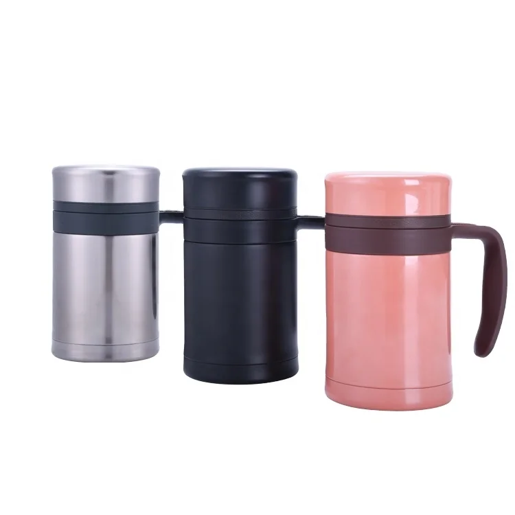double wall vacuum insulated stainless steel food flask with handle lid