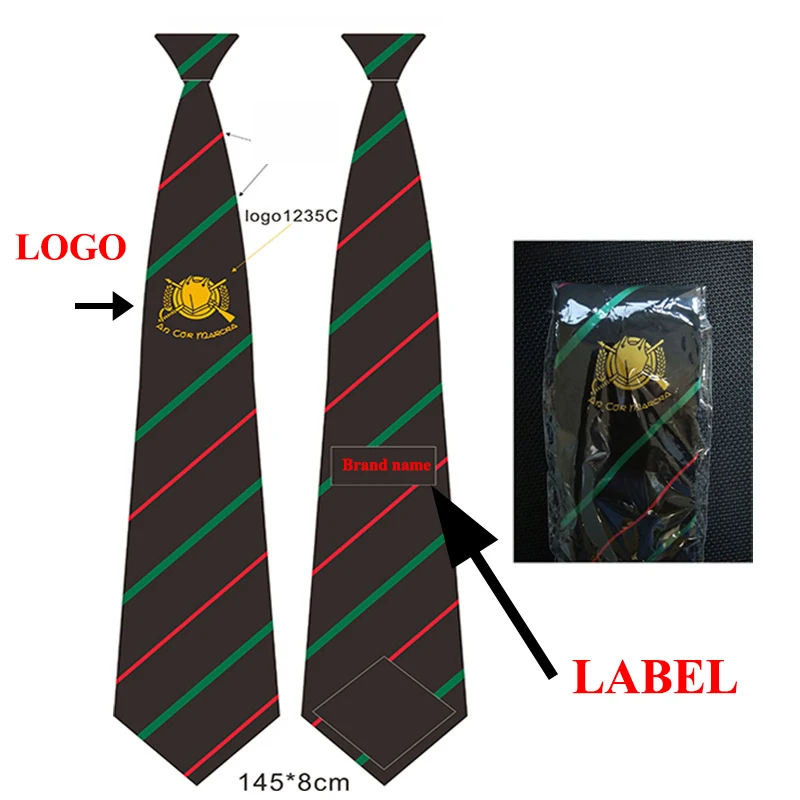 Men Shirt Accessories Custom Pattern Embroidery Back Side Private Label Necktie