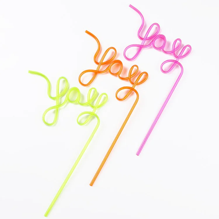 Fashional Novelty Custom Crazy Logo Letter Shape Party Decoration Reusable straw crazy drinking straw