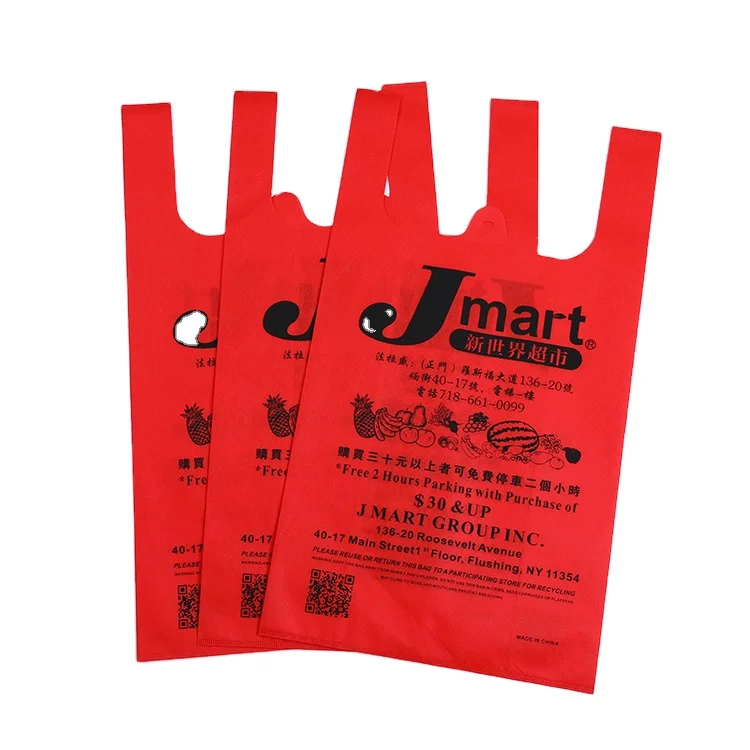 custom logo eco friendly folding reusable fabric grocery shopping non woven bags tnt bag