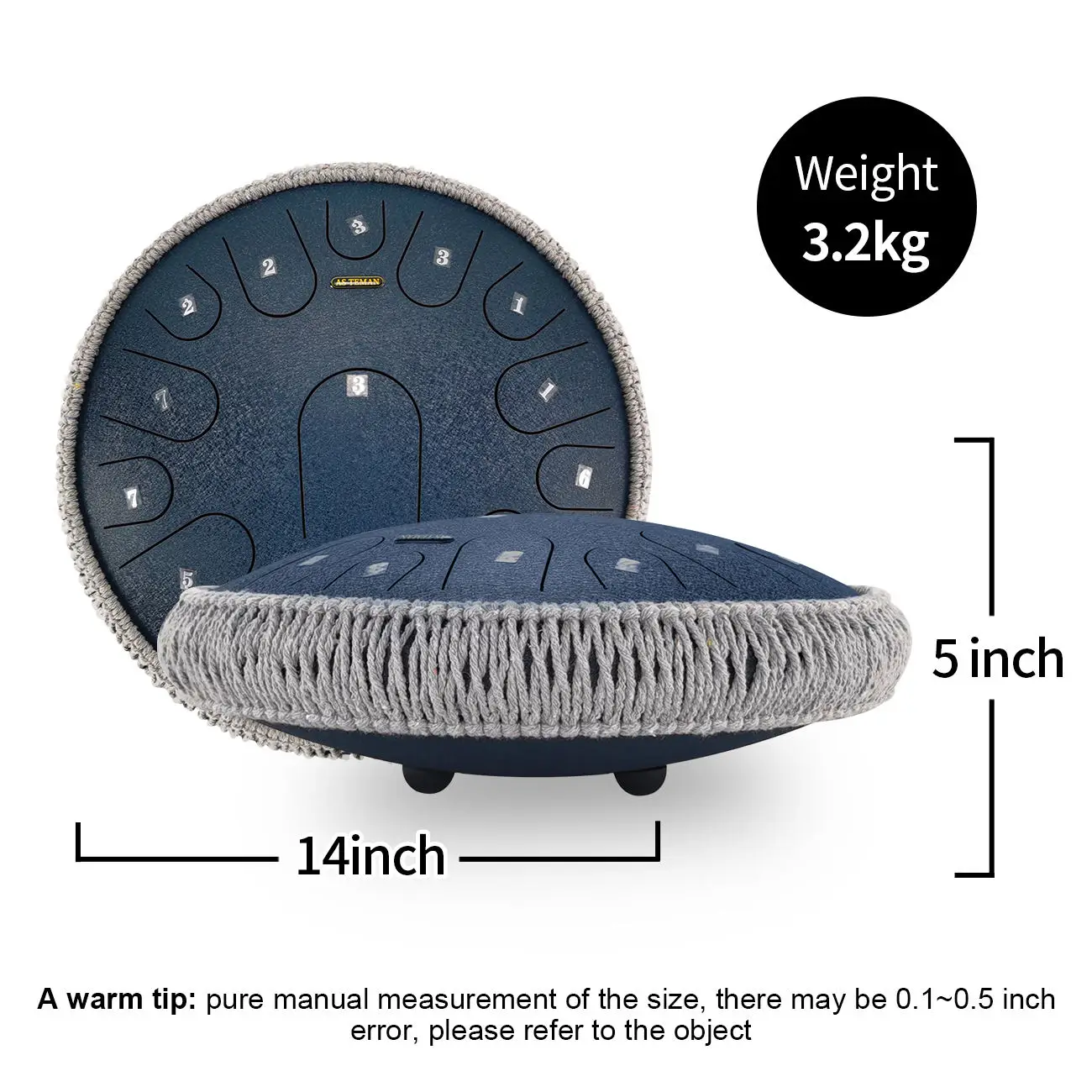 ASTEMAN Steel Tongue Drum Star series Starry blue 14 inch 15 tone C key Lotus Steel Tongue Drum