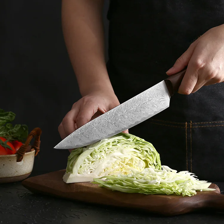 10 PCS Hollow Handle knife set with LaserPattern  Kitchen Damascus Chef Slicing Santoku Knife Damascus Steel