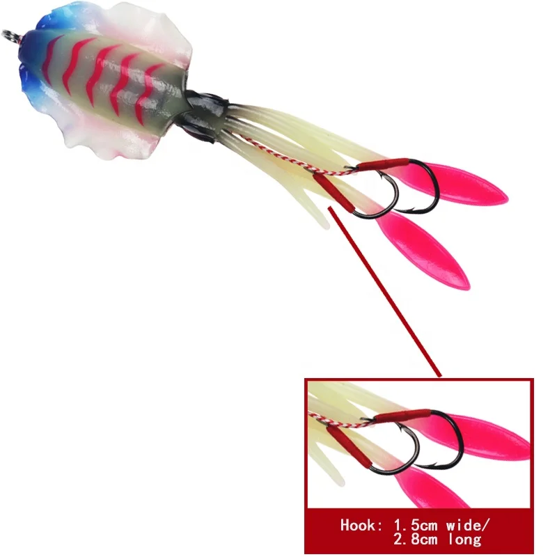 squid jig morbido 60g luminous UV soft plastic bulb squid bait tuna fishing lure