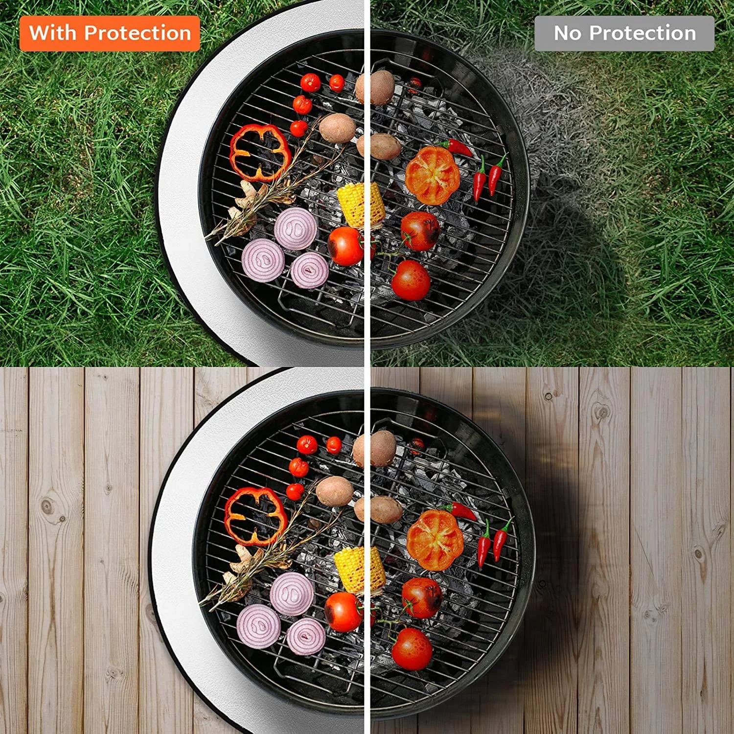 Outdoor Wood Burning Gas Fire Pit Accessories Patio Grass Heat Resistant Mat