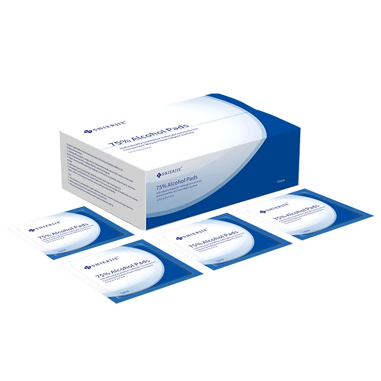 Bulk Wholesale 100pcs Box Alcohol Prep Pads Isopropyl 75% Alcohol Hand Sanitizer Wipes