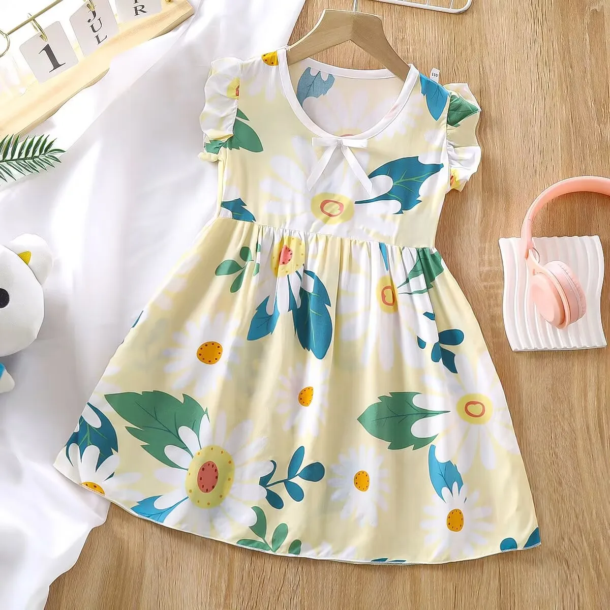 Summer girls cotton silk nightdress baby lace collar dress wholesale