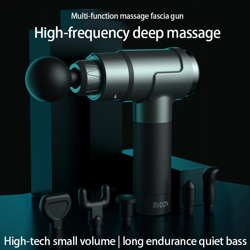 Two Heads Muscle Press Release Friction Device Fascia Gun Intelligent Variable Speed Electric Vibrating Body Massage Gun