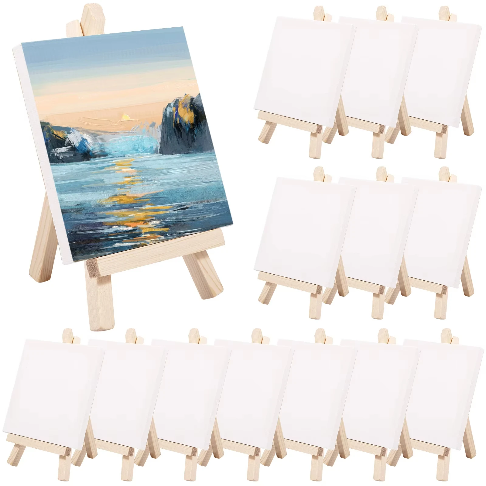 Keep Smiling Small 10*10CM Painting Stretched Canvas with Mini Easel Art Supplies For Painting Artist