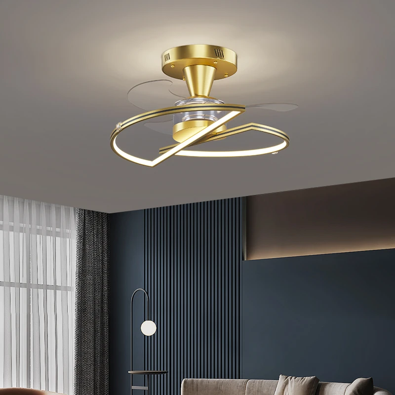 Black Gold Decorative DC 62 W Led Remote Control ABS Blades Chandelier Ceiling Fan With Light