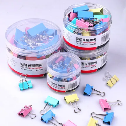 popular Metal Paper Clip Set Cute Binder Clips 19MM 4 Colors 40 Pcs