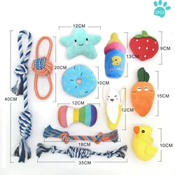 Pet Accessories Pet Chew Toys Squeaky Pet Chew Plush Toy and Cotton Rope Toys Variety Pack