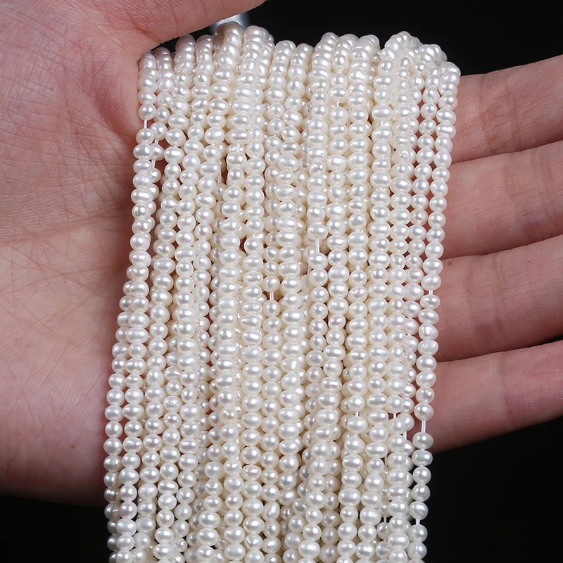 3-3.5mm Natural White Potato Shape Freshwater Pearls for Jewelry Making