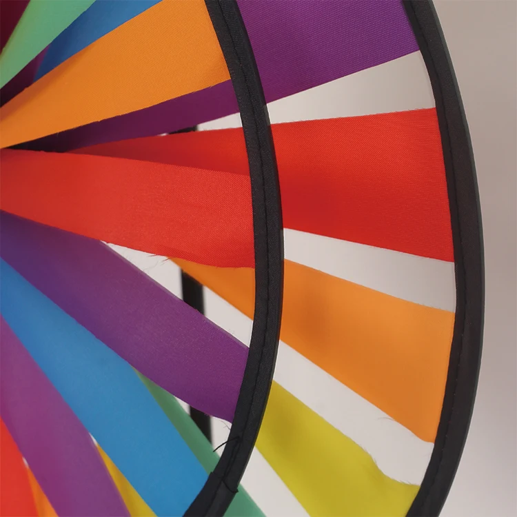 BAILING Wholesale Kids Toys Double Wheels Rainbow Windmill Colourful Lines Garden Pinwheels