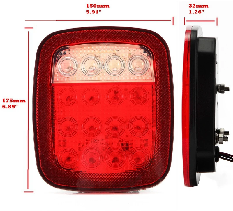 HST-20419 16 LED Tail Lights Fit For Truck Tractor Trailer 24V Rear Lamp Universal  12V Indicator Lights