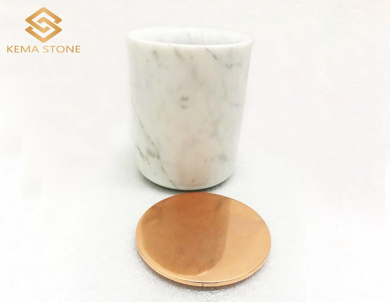 Natural Stone Carrara White Marble Candle Jars with