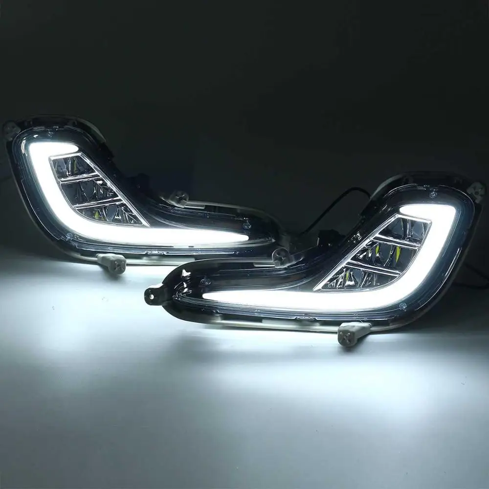 LED Daytime Running Light For Hyundai Accent Solaris 2010 2011 2012 2013 Yellow Turn Signal Relay DRL Fog Lamp accessories car