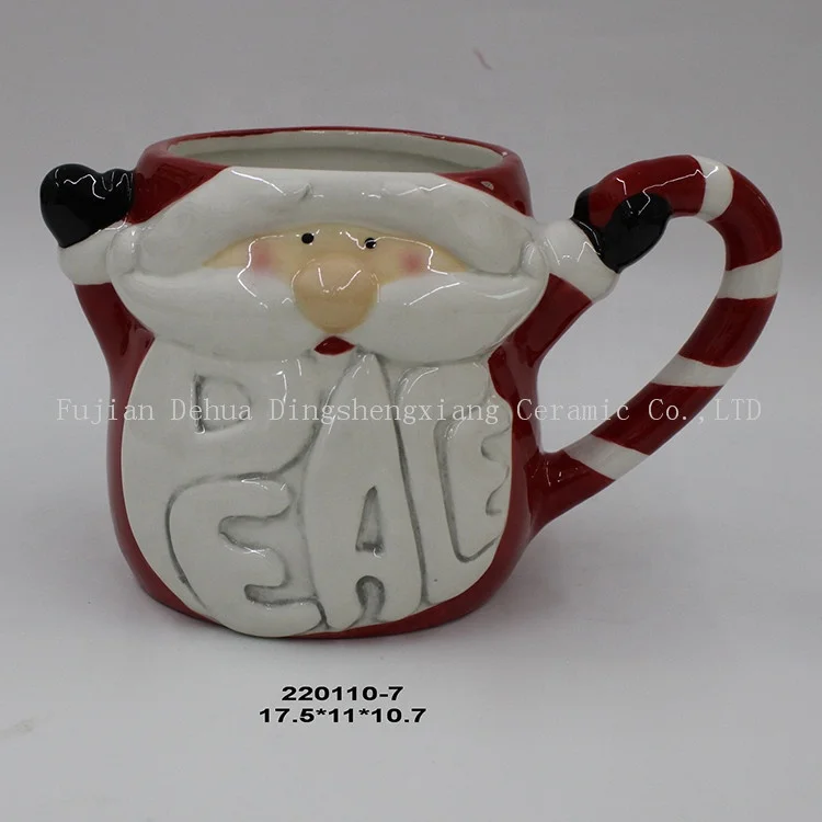 Custom Factory Design Ceramic Christmas Handmade Tableware Decorations Santa Claus Jug Pot
