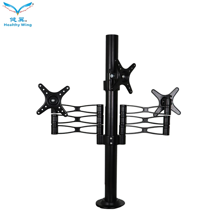 Triple Monitor Mount Desk Stand  Height Adjustable Arms for Three 14'-29' VESA Screens