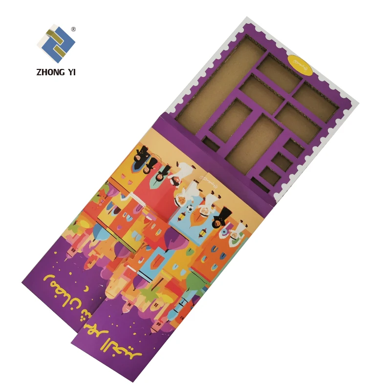 Luxury custom logo ramadan cosmetic chocolate cardboard paper packaging gift box advent calendar box