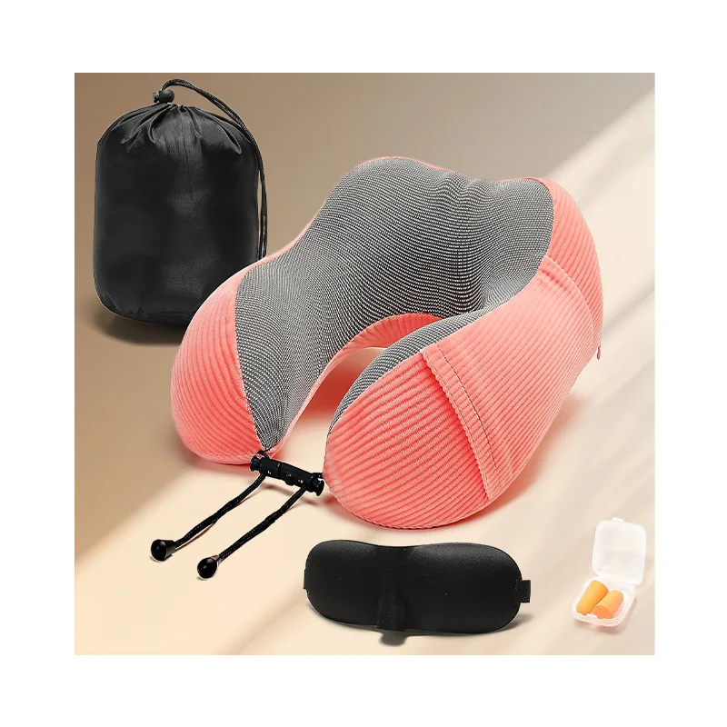 eco-friendly Classic Removable Cover Memory Foam Head Travel Pillow for Vacations Airplanes Trains Buses and Cars