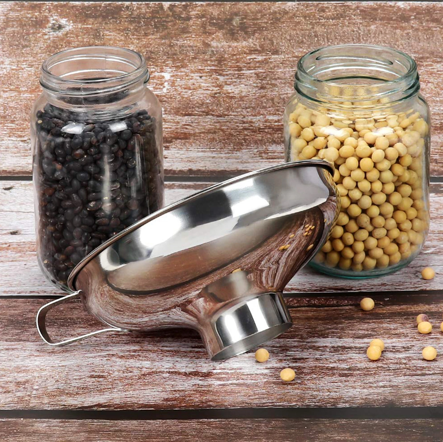 E-PIN Canning funnel Stainless Steel Funnel with Handle for Kitchen Wide Mouth Funnel for Canning