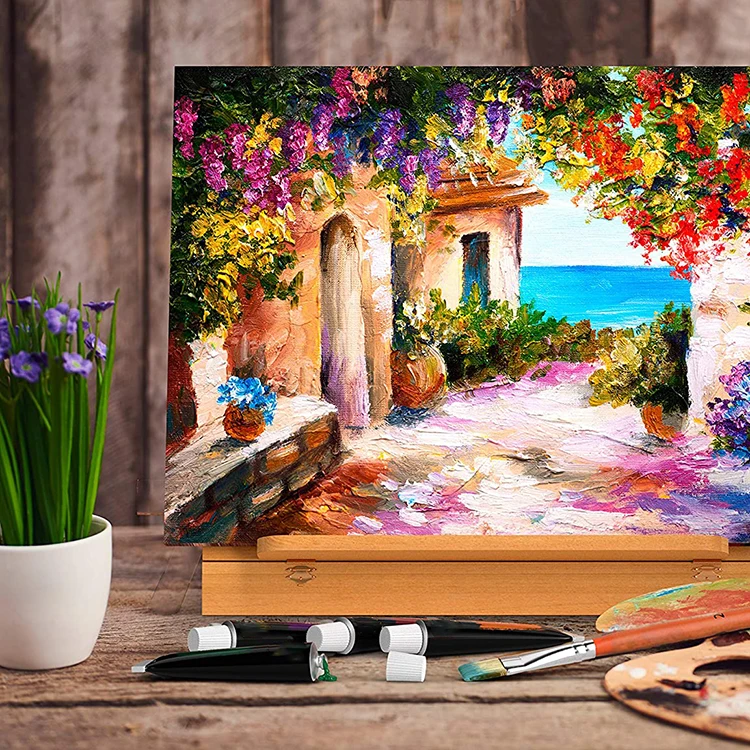 Art Supply 41pcs Oil Paint Set Canvas Painting Artist Paint Oil Brush with Table Easel