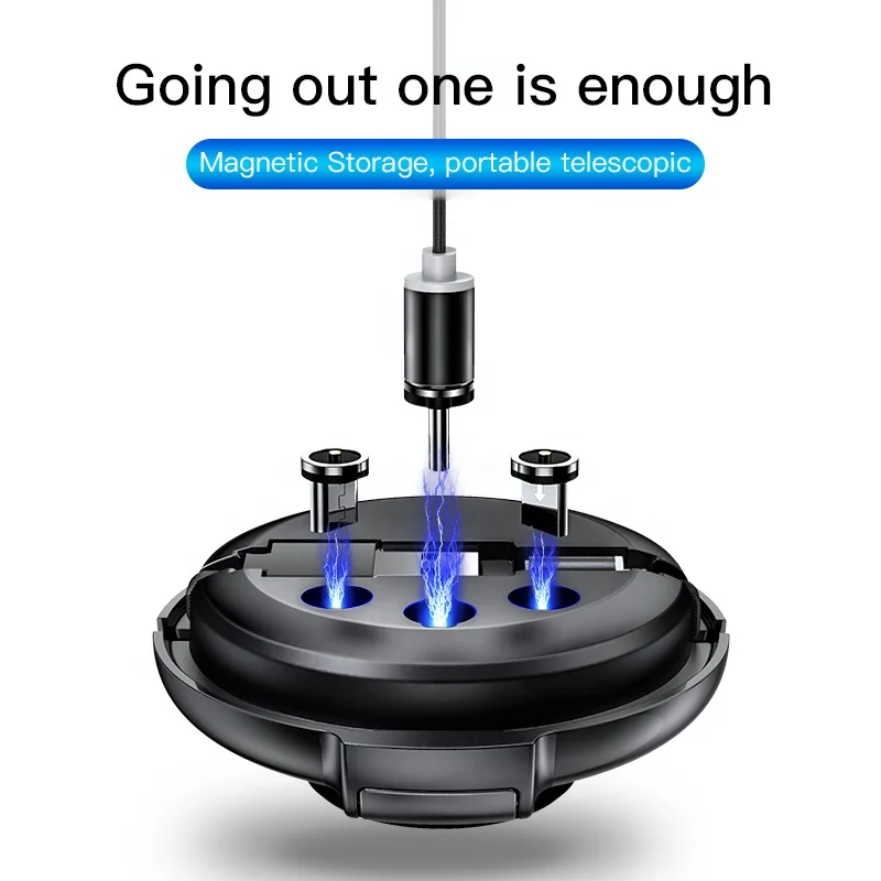 
Portable Retractable Charger USB Magnetic Cable OEM 3 in 1 for Mobile Phone Power Charging 2.4a Black Red 1M 