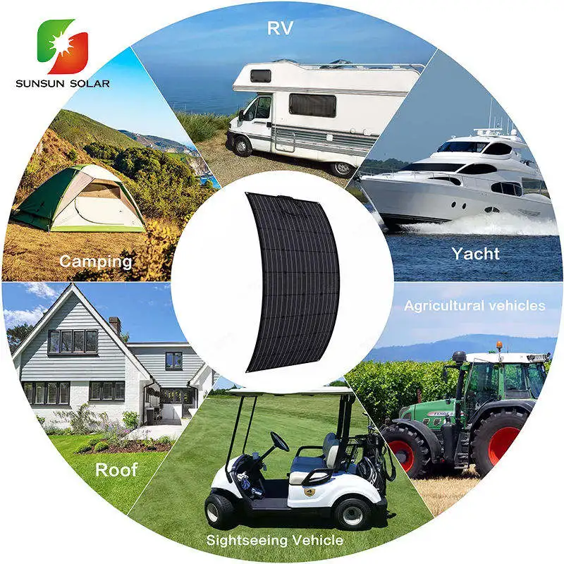 100W Portable Flexible Solar Panel Camping RV Boat Battery Balcony ETFE Monocrystalline Silicon 100% Portable Solar Power