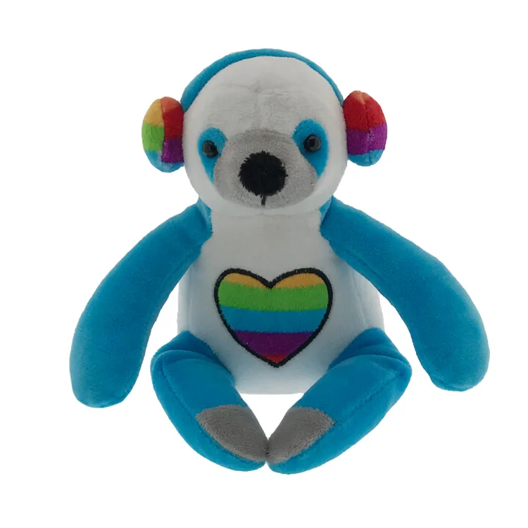 
2020 new arrival toy super soft colorful sloth with headphones custom rainbow plush animal toys 