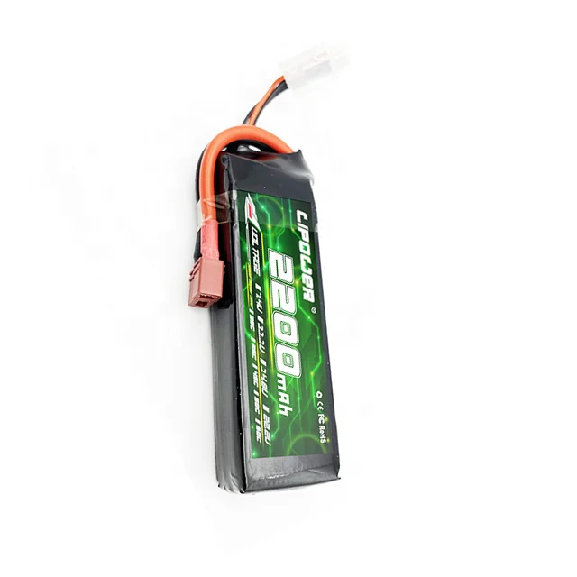 Factory wholesale 7.4V 2S 2200mAh 25C  High-performance FPV RC Drone Battery with CE certificate