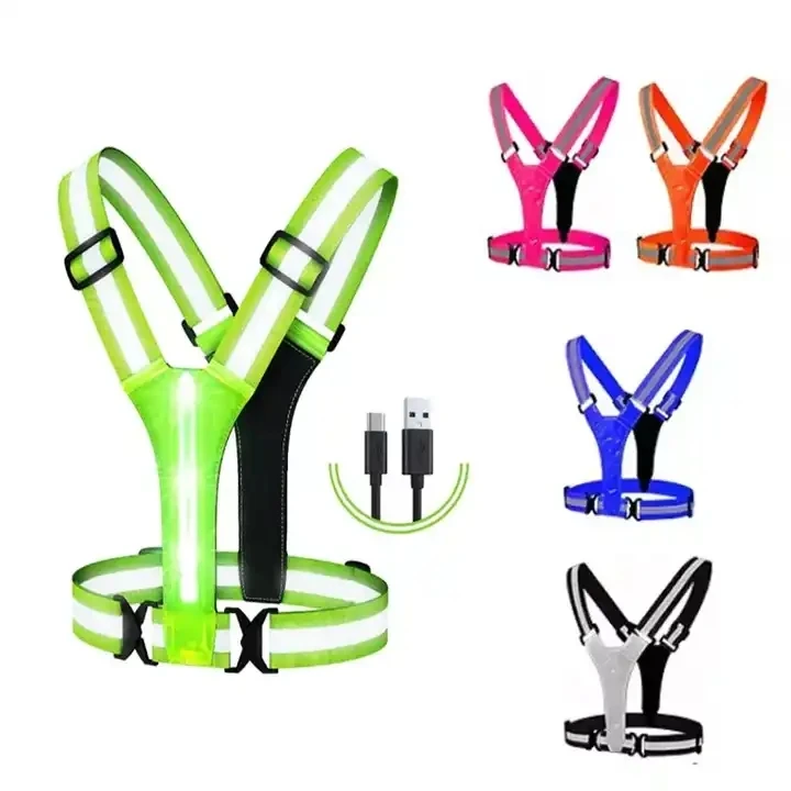 Traffic Vest For Runners Workers Jogging Biking At Night High Visibility Flashing Led Safety Vest Reflective