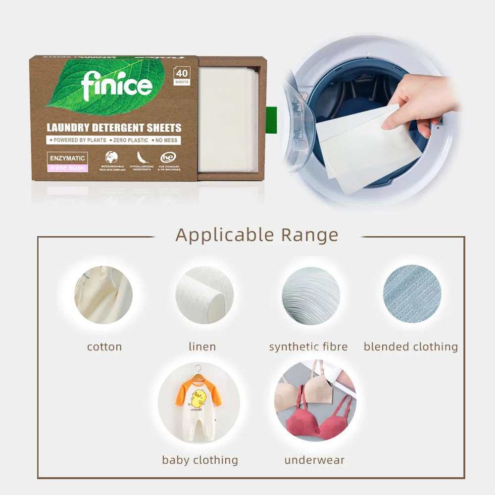 finice biodegradable Washing Soap Paper strip laundry detergent sheet custom
