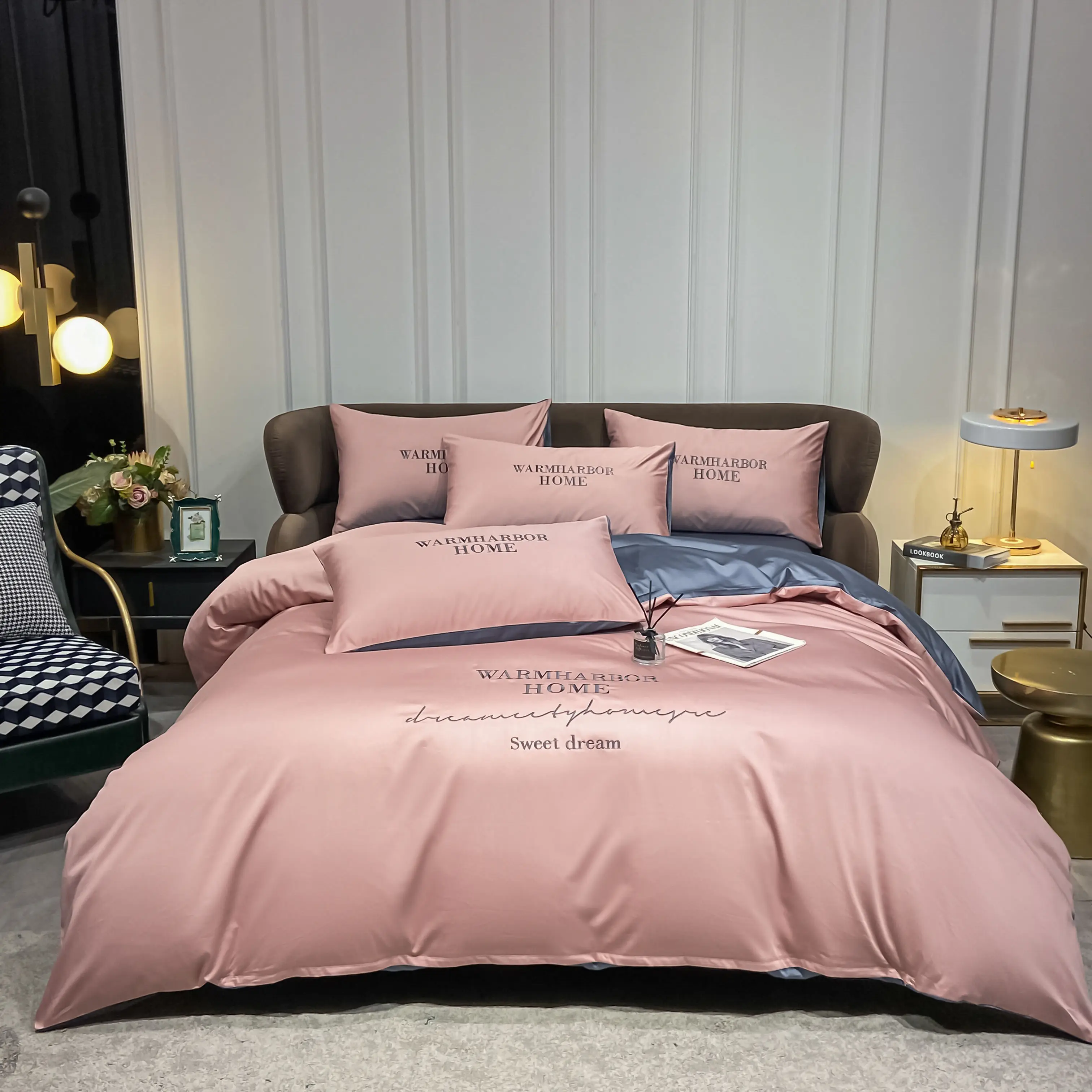 Geometric Lyocell 100% Tencel Bed Linen Luxury Bedding Sets Stripe Design Duvet Cover Set